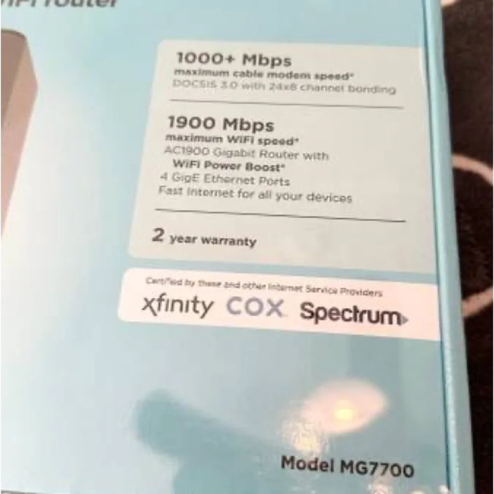 New Motorola MG7700 Modem WiFi Router Combo with Power Boost. Sealed in its box